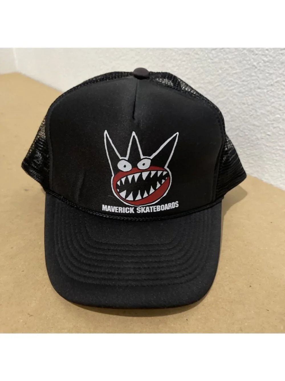 Maverick Skateboards Black Logo Trucker Snap Back Hat